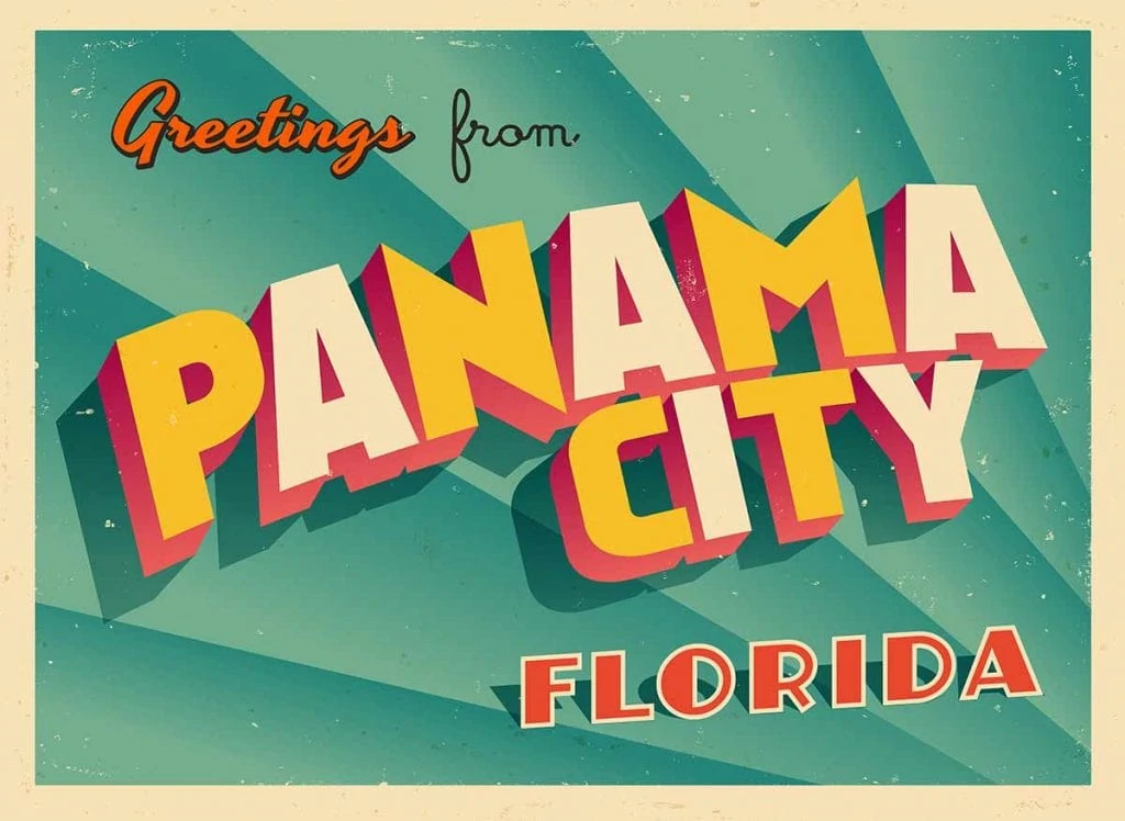 Image of postcard that says 'Greetings from Panama City Florida'