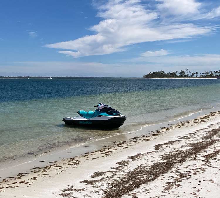Jet ski shored on Shell Island Florida